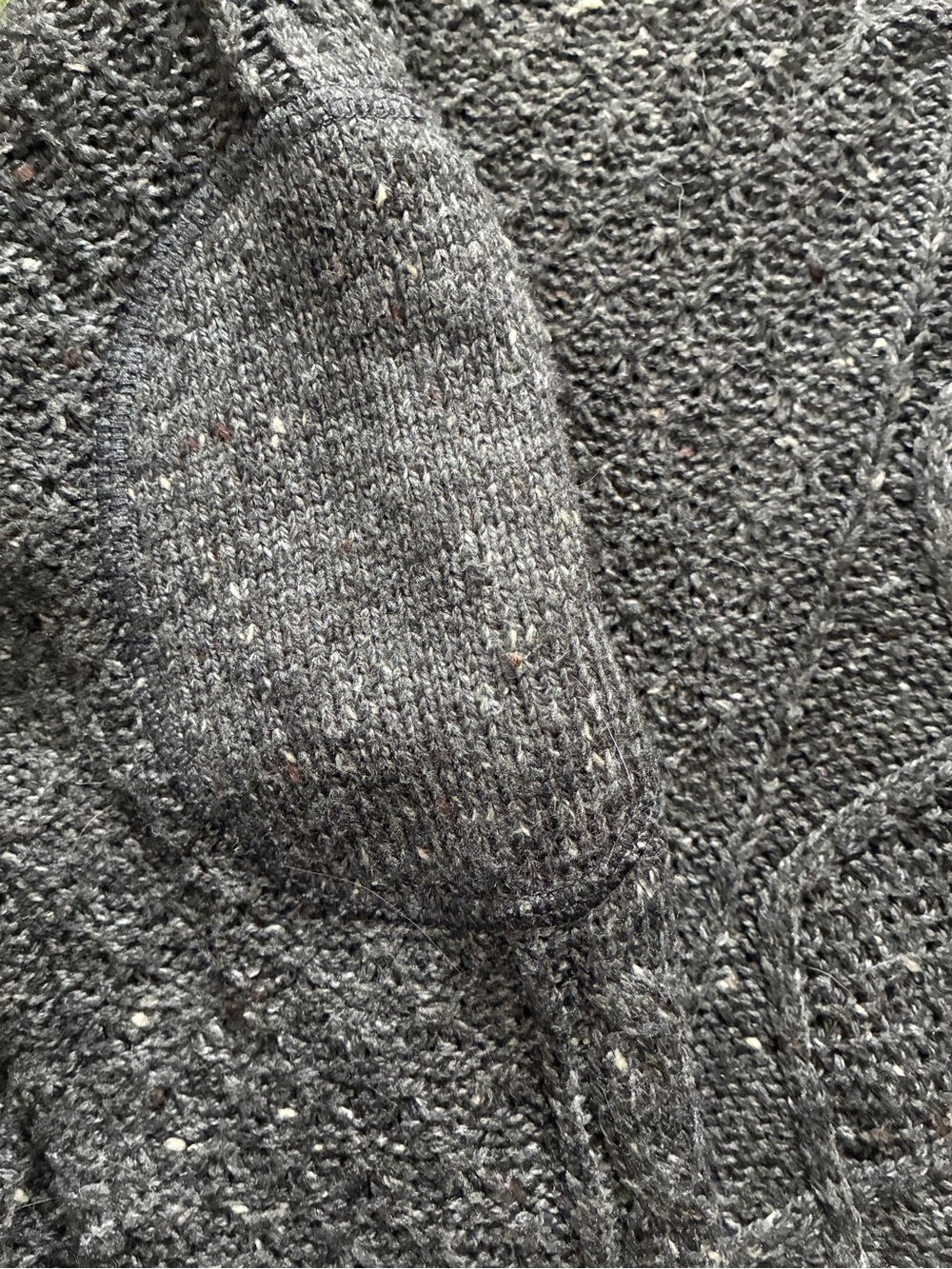 BDG Cable Knit Sweater with Elbow Patches in Charcoal Gray - Picture 4 of 9